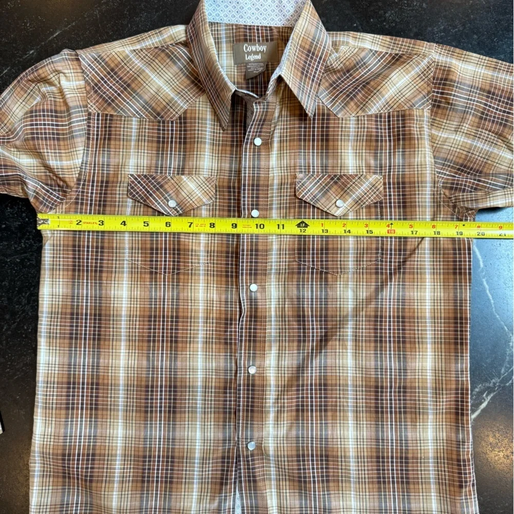 Cowboy Legend BOYS’ XL Brown Plaid Long Sleeve Button Down Shirt - Picture 5 of 7